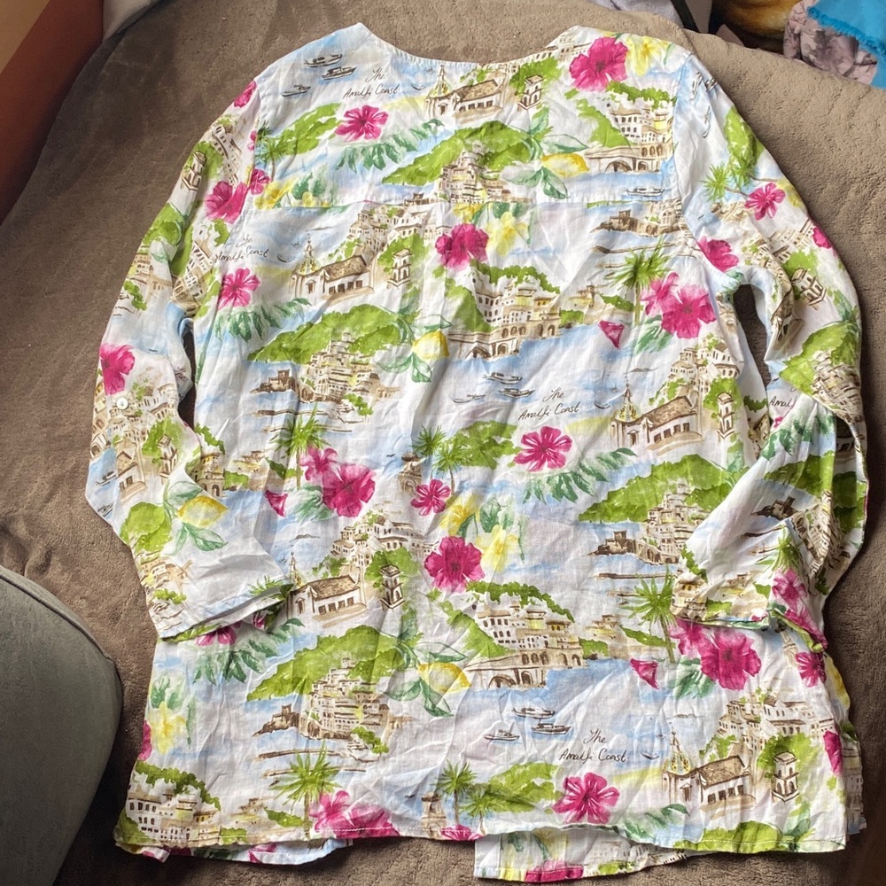 Cynthia Rowley Floral Jean-Style Jacket in Pink, Green & Blue - Picture 6 of 6